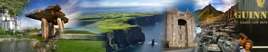 Banner showing famous scenic landmarks of Ireland